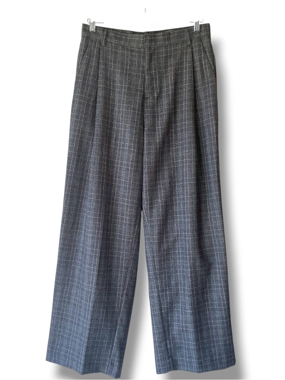 Olive Clothing UK Tailored Wide Leg Pants in Charcoal Check Size UK S (See Note)